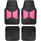 FH Group Automotive Floor Mats - Heavy-Duty Monster Eye Rubber for Cars, Universal Fit Full Set, Climaproof Mats, Trimmable Most Sedan, SUV, Truck Pink