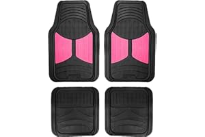 FH Group Automotive Floor Mats - Heavy-Duty Monster Eye Rubber for Cars, Universal Fit Full Set, Climaproof Mats, Trimmable Most Sedan, SUV, Truck Pink