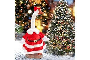 ZMLTLMG Christmas Goose Outfits, Mrs. Claus Goose Costume for 17" or 23" Inch Lawn Statue, Geese Duck Dresses Clothes for Yard Patio Winter Decoration