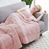 Huloo Sleep Weighted Blanket Queen 20lbs for Adult(60"×80",Pink) Breathable Soft Minky Weighted Throw Blanket for All Season,Heavy Blanket with Premium Glass Beads