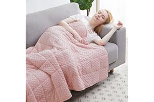 Huloo Sleep Weighted Blanket Twin 15lbs for Adult(48"×78",Pink) Breathable Soft Minky Weighted Throw Blanket for All Season,Heavy Blanket with Premium Glass Beads