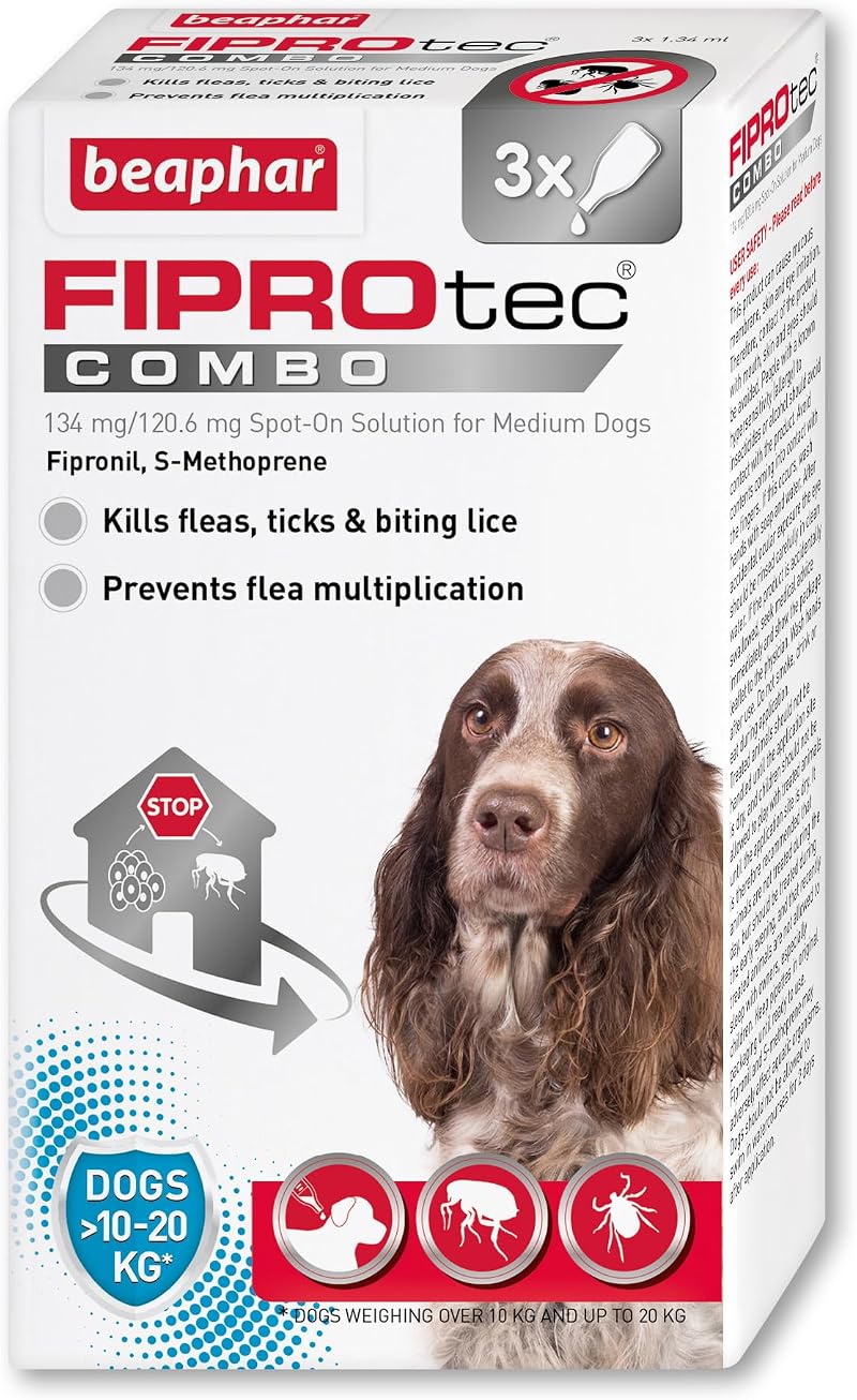 Beaphar FIPROtec COMBO for Medium Dogs 10-20kg 3 Pipettes