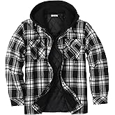 COOFANDY Men's Flannel Shirt Jacket Warm Quilted Lined Hooded Long Sleeve Plaid Shirt Jackets