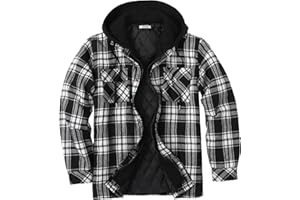 COOFANDY Men's Flannel Shirt Jacket Warm Quilted Lined Hooded Long Sleeve Plaid Shirt Jackets