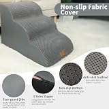 Nepfaivy Dog Steps for Bed 3-Step Non-Slip Foam Cover 60x40x40 cm view 4