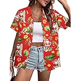 BANGELY Merry Xmas Shirt Hawaiian Shirts Women Funny Santa Claus Graphic Tee Ugly Beach Blouses Summer Holiday Button Up Tops
