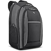 Solo New York Laptop Backpack for Women & Men -Carry On Bookbag for Travel & Work, Lightweight Bag, Removable Laptop Sleeve, Padded Straps, Fits 16" Computer - Metropolitan, Black & Grey