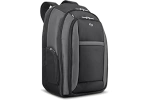 Solo New York Laptop Backpack for Women & Men -Carry On Bookbag for Travel & Work, Lightweight Bag, Removable Laptop Sleeve, Padded Straps, Fits 16" Computer - Metropolitan, Black & Grey