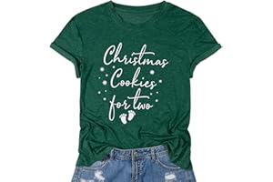 FASHGL Christmas Pregnancy Shirt Women Funny Maternity Christmas T-Shirt Cute Xmas Pregnancy Announcement Tee Tops