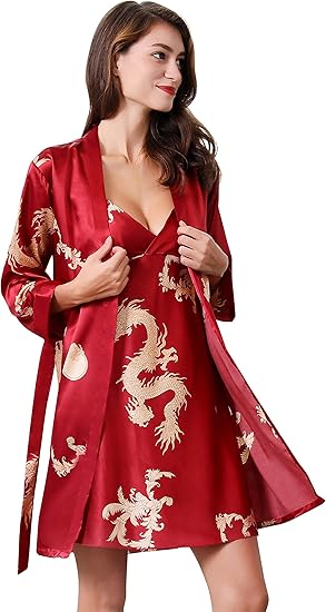 Amazon Noratwips ルームワンピース レディース 前開き パジャマ 長袖 ナイトガウン キャミソール ネグリジェ ワンピース ショート丈 春夏 寝間着 レッド Xl ルームワンピース ネグリジェ 通販
