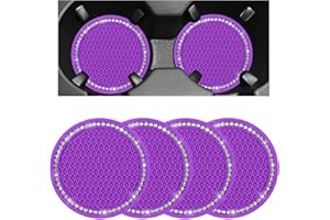 LSKASELUE Lot de 4 dessous de verre de voiture - 7,9 cm - Antidérapants - Avec strass - Accessoires d'intérieur de voiture (v