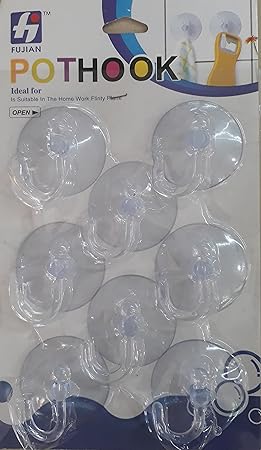MASOOM Vacuum Hook 8 PC.With Plastic HOOK ( Do Not Stick On Wall Or Rough Surface) READ INSTRUCTIONS CAREFULLY BEFORE STICK