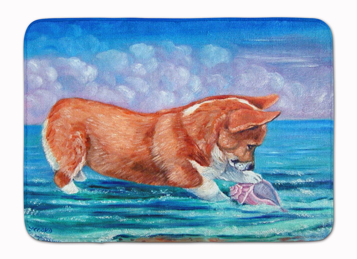 Caroline's Treasures Corgi Sea Shell Find Floor Mat, Multicolor, 19" x 27"