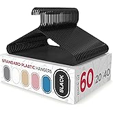 Sharpty Plastic Hangers Clothes Hangers for Clothing, Closet, Coats & Shirts - Durable & Space Saving - for Everyday Standard Use, Room Essentials & Basics - 60 Pack - Black