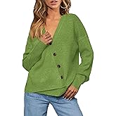 Womens 2026 Fall Casual Long Sleeve Open Front Button Sweaters Loose V Neck Knit Ribbed Cardigan Outerwears