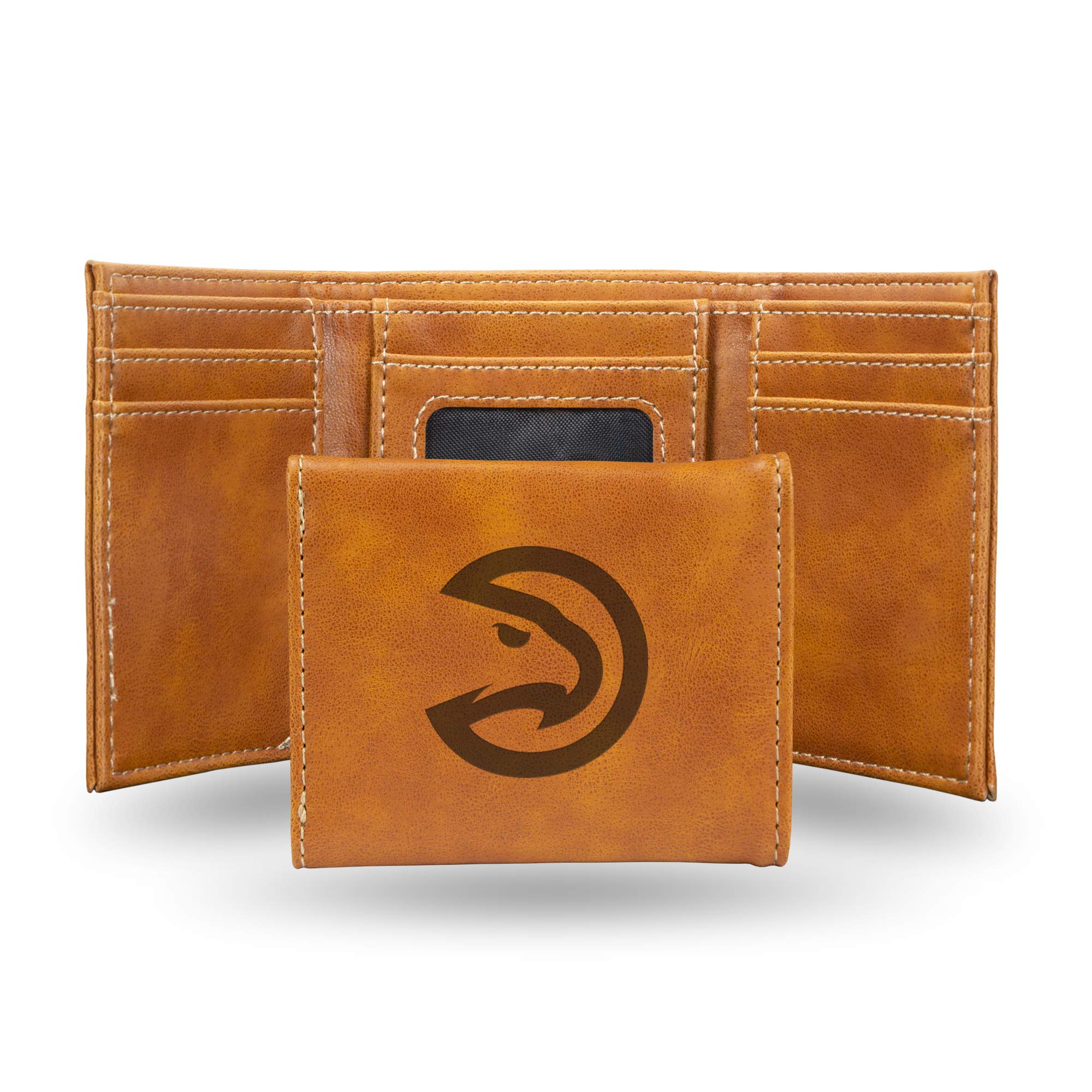 Rico Industries Laser Engraved Trifold Wallet, Atlanta Hawks, Brown, 3.25 x 4-