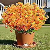 Uieke 6PCS Artificial Fake Fall Flowers for Outside, Daisy Mums Flowers UV Resistant No Fade for Indoor Home Office Hanging Planter Wedding DIY Garden Porch Thanksgiving Décor (Orange)