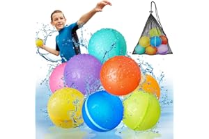 COOLTUNE Reusable Water Balloons, 2024 Upgrade Non-Removable Magnetic Water Balloon for Kids Ages 3-5, 4-8, 8-12, Refillable Self Sealing Water Bombs Splash Balls Summer Outdoor Toys for Boys and Girls-8 Pack