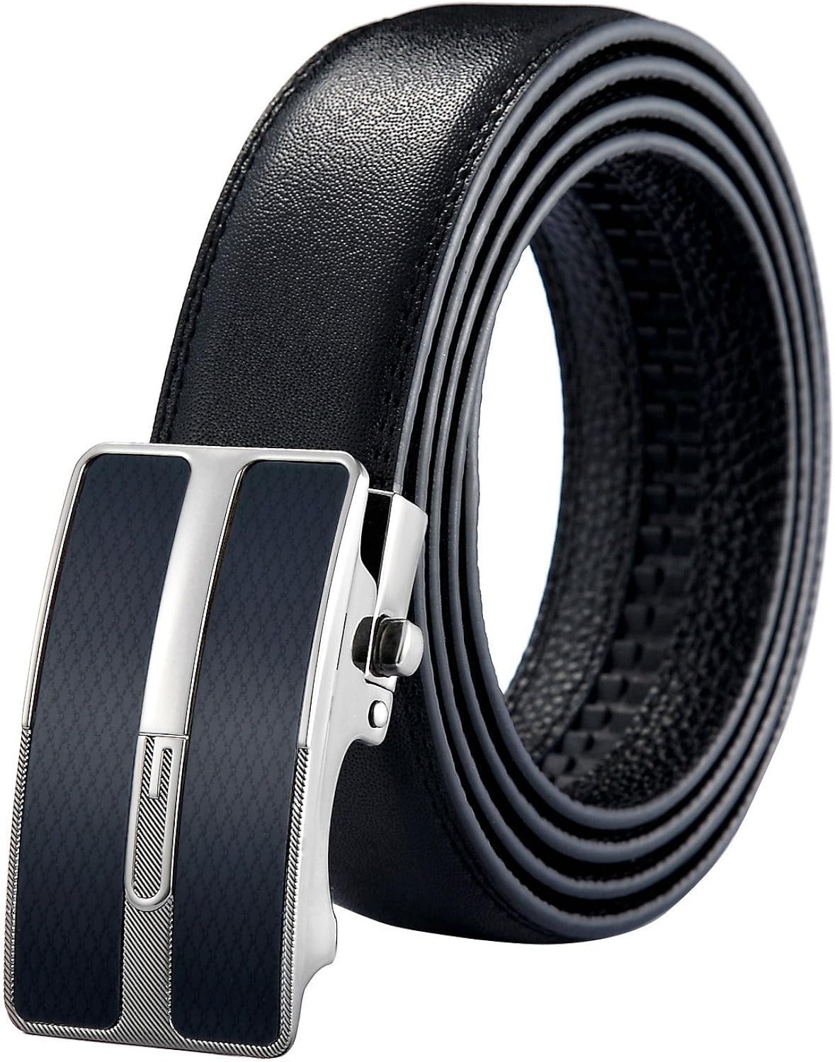 Men's Genuine Leather Belt Designer Slide Buckle Adjustable Length