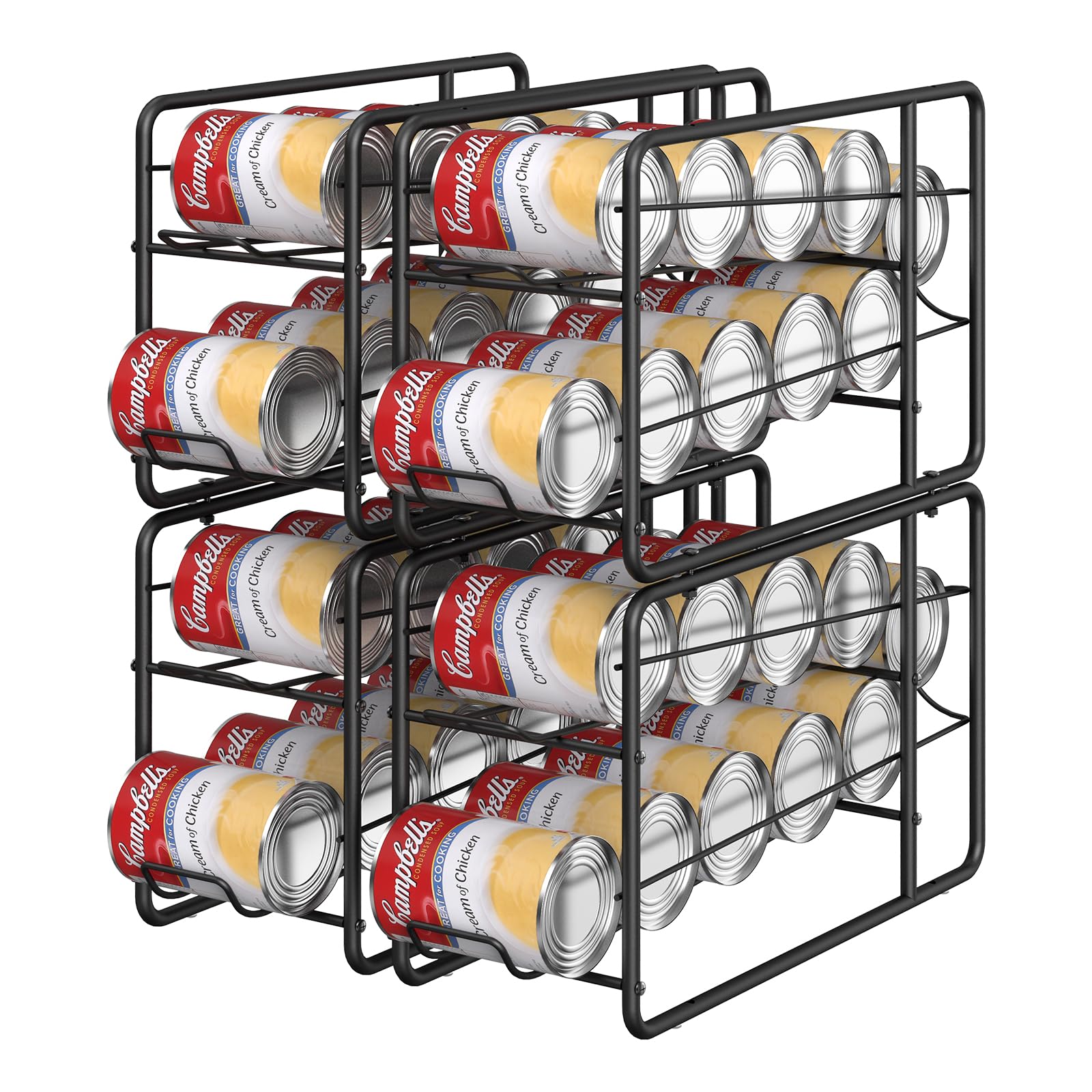 Photo 1 of MOOACE Soda Can Organizer for for Pantry, Stackable Can Dispenser Canned Food Storage, Kitchen Cabinet Fridge Beverage Cans Holder, 4 Pack, Black