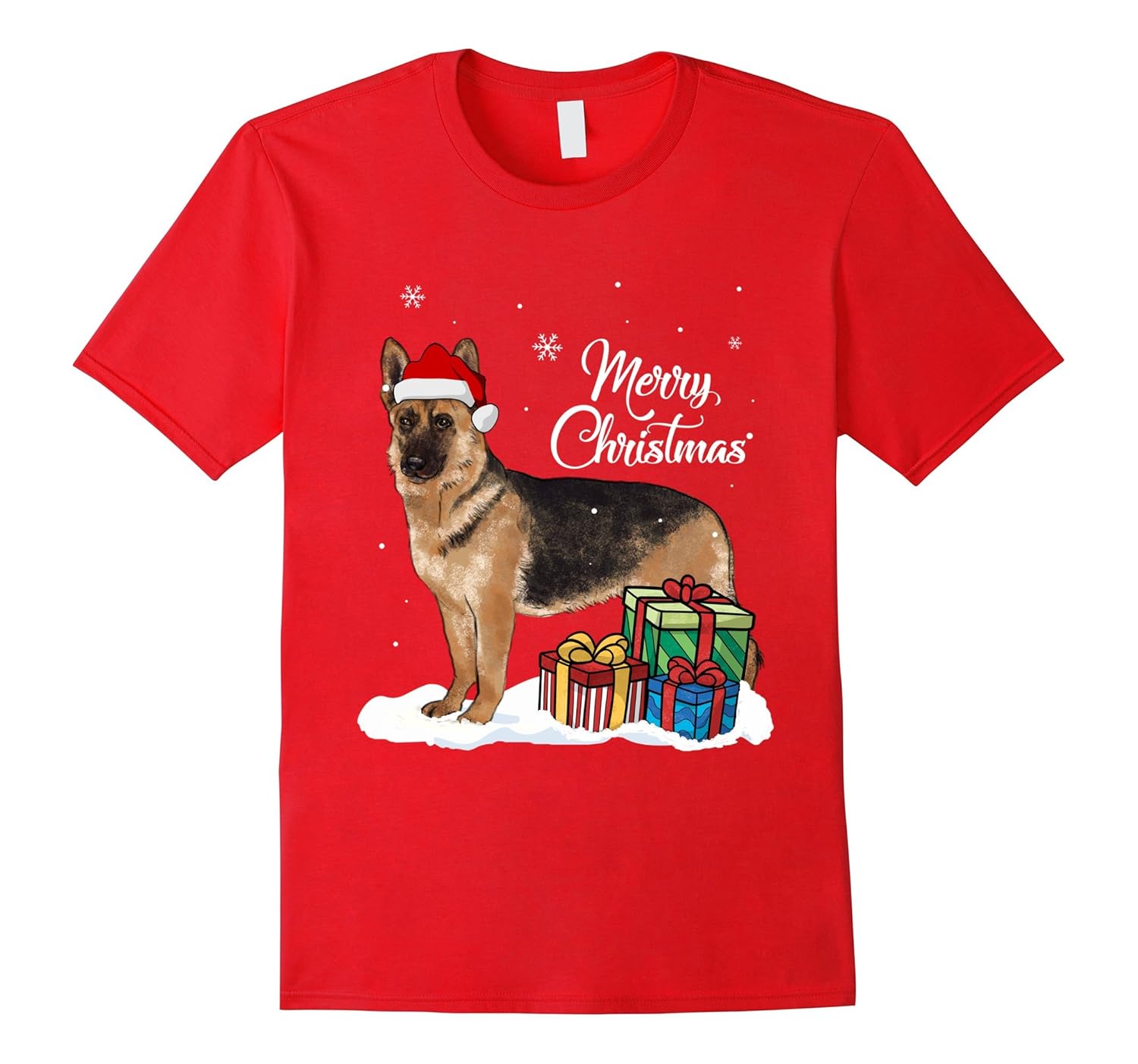 Cute German Shepherd Merry Christmas Dog Lover Shirts-Rose