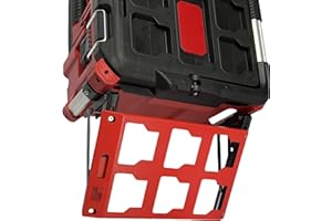VELCKING for Milwaukee Packout Compatible Foldable Side Mount Rack Heavy Duty Side Storage Organizer, Wall & Floor Installation, 100LB Capacity, Toolbox Accessory (red, 1)