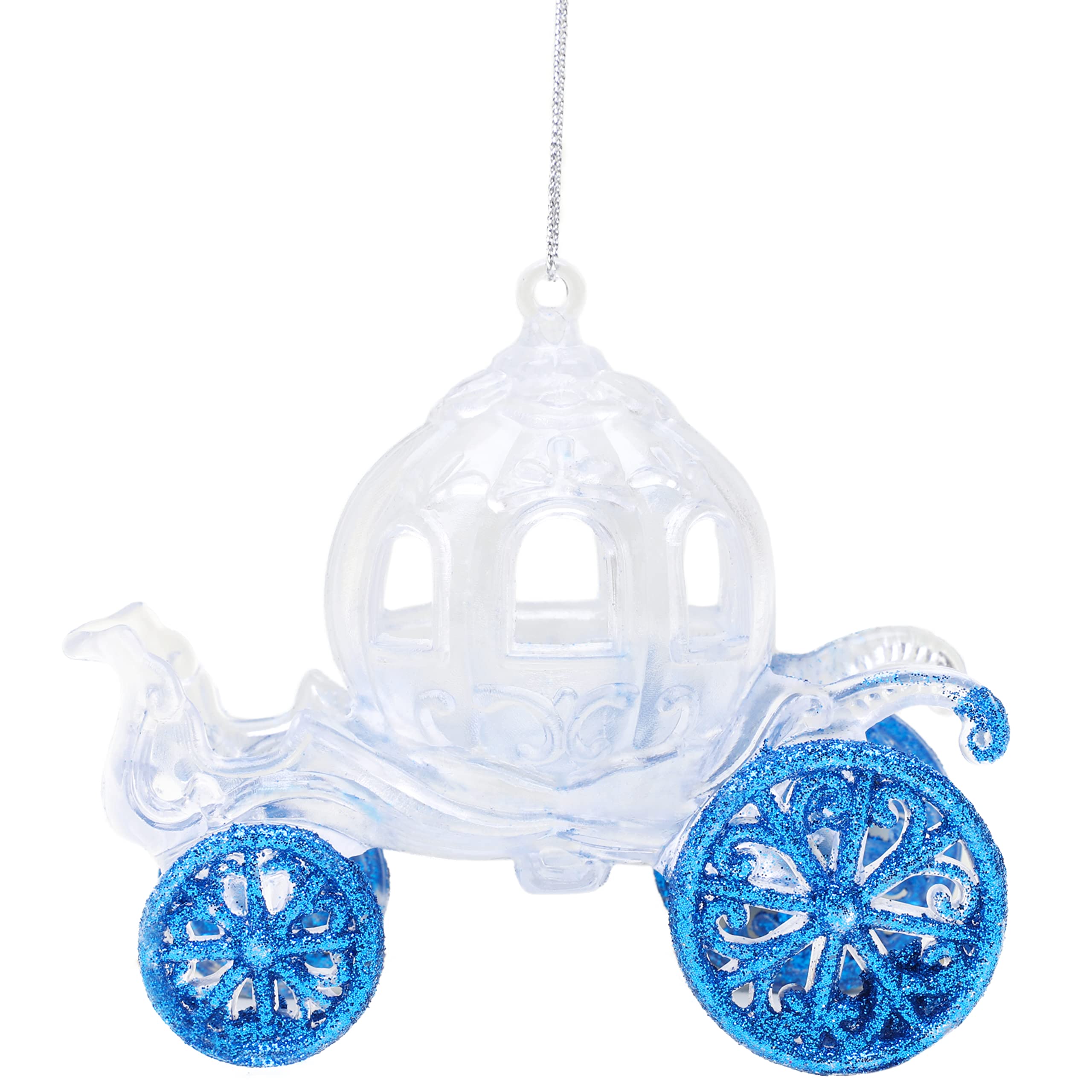 Christmas Concepts® 10cm (4") Glitter Decorated Princess Carriage Decoration (ROYAL BLUE, 1)