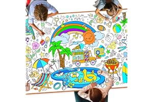 DDMY Giant Coloring Poster Summer Tablecloth, 72 x 35.5 Inch Versatile Summer Beach Activity Drawing Coloring Poster for Classroom Wall Décor/School/Kids Party Kid Art Crafts DIY Coloring Table Cover