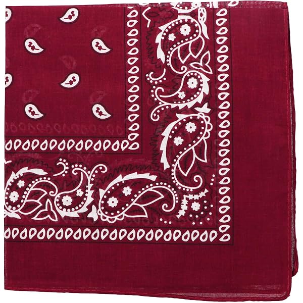 Pañuelo O Bufanda Para Cabeza Con Estampado Cachemira - Colores Negro, Blanco Y Rojo, 100% Algodón