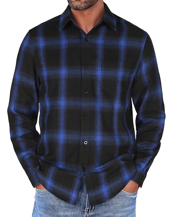 COOFANDY Flannel Shirts Long Sleeve Button Down Shirt