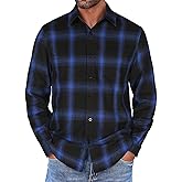 COOFANDY Mens Flannel Shirts Long Sleeve Button Down Shirt with Pocket Casual Shirts Work Shirts for Men