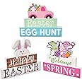 Gift Boutique 3 Easter Wooden Table Decorations Centerpieces Blocks Spring Egg Hunt Tiered Tray & Table Top Sign Decor for Dining Room Mantle Home Party Supplies