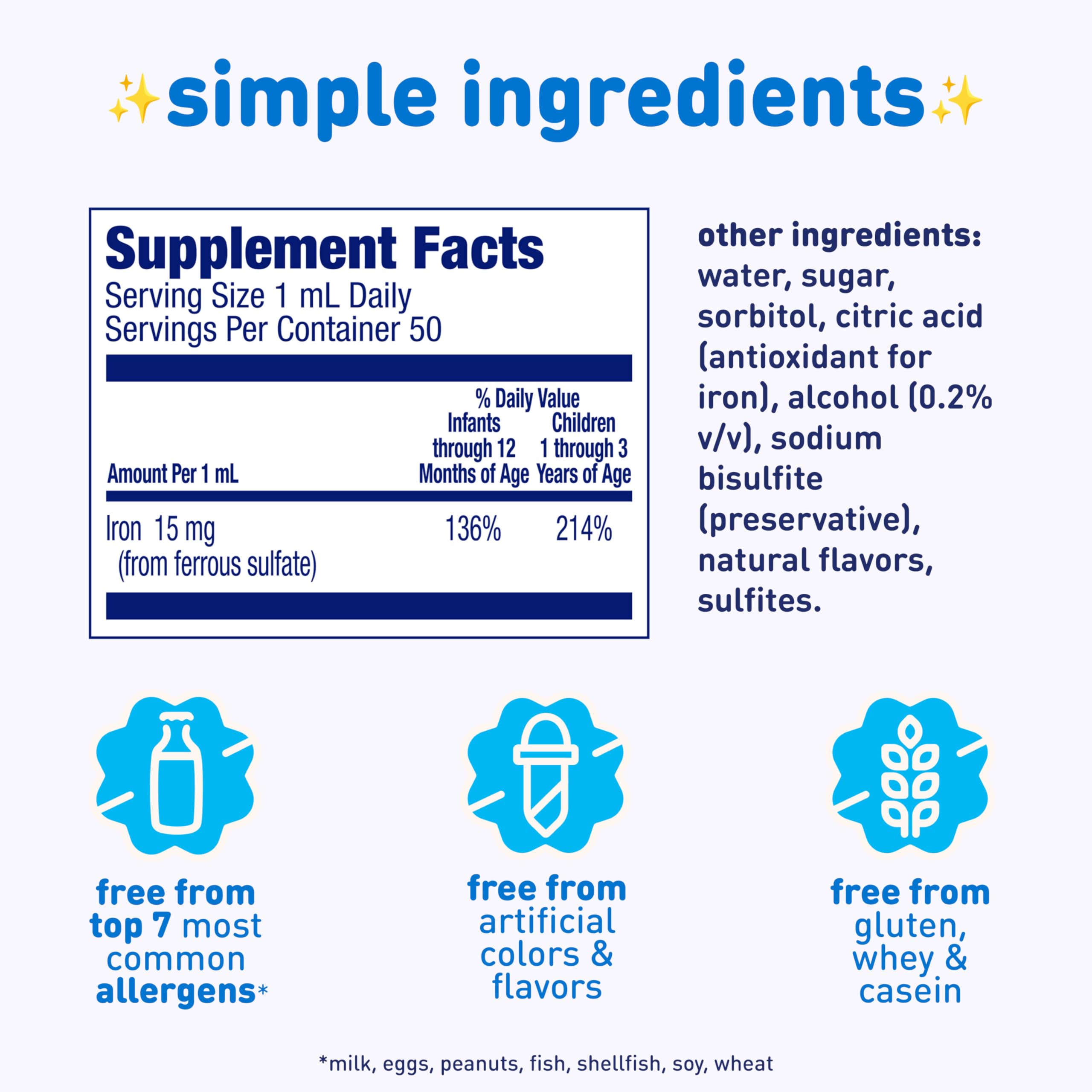 Enfamil Fer-in-Sol Iron Supplement Drops for Infants, 50 mL Dropper Bottle