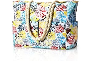 BECOKAN Beach Bags for Women, Large Waterproof Beach Tote Bag with Zipper Beach Bags Waterproof Sandproof Swim Pool Bag Large Tote