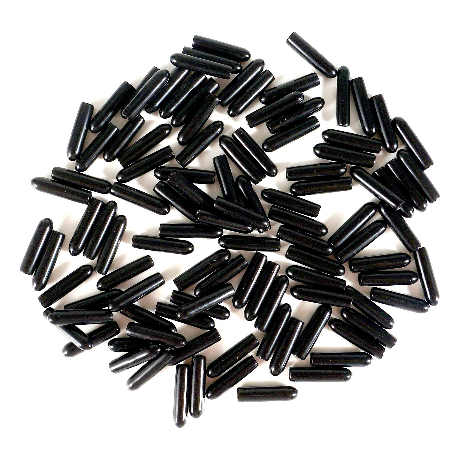 PVC Rubber Screw Thread Protectors, Black Round End Cap Cover Flexible Tube Bolt Cap ID 3.5mm, 50 Pcs