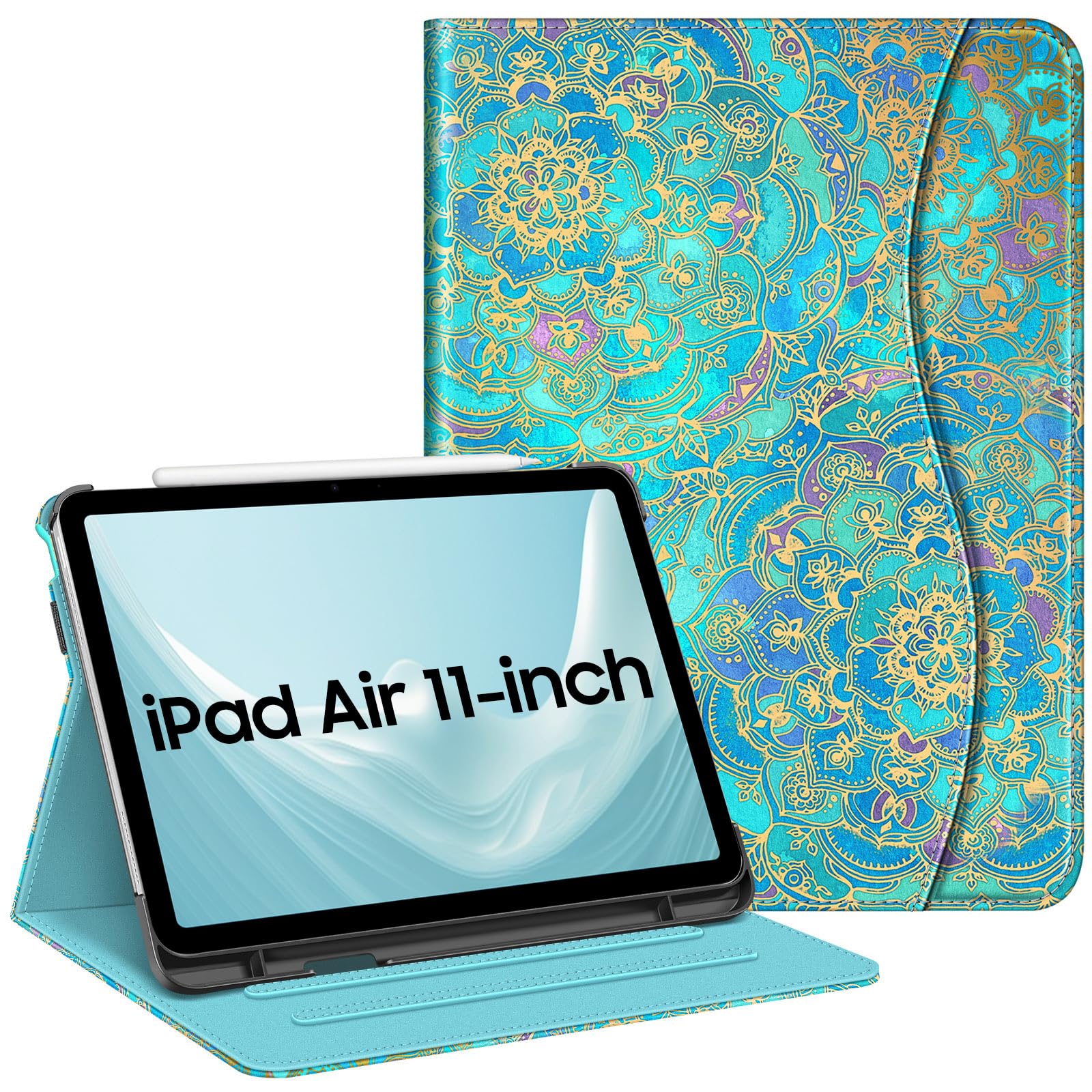 FINTIE Case for iPad Air 11 Inch M4 (2026)/M3 (2025)/M2 (2024), iPad Air 5th Generation (2022) 10.9 Inch - [Multi-Angle ] Folio Stand Protective Cover with Pencil Holder & Pocket, Shades of Blue