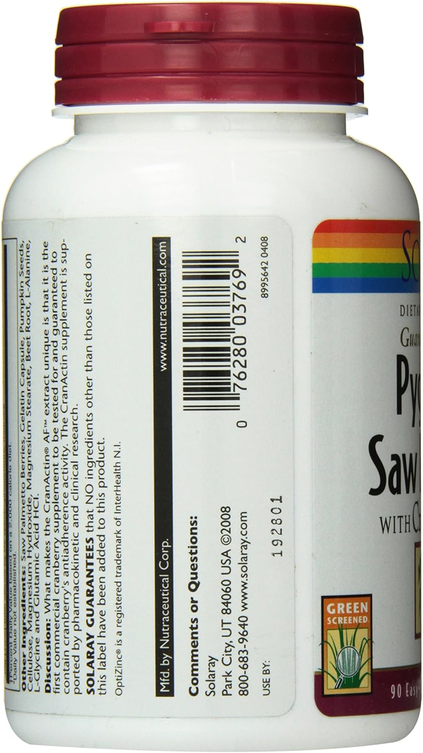Solaray Pygeum and Saw Palmetto with Cranactin Supplement (90 CT): Health & Personal Care