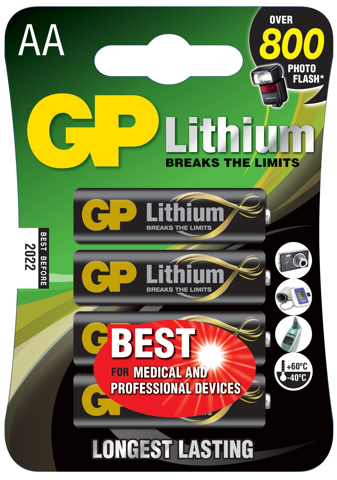 GP | Lithium Exra Long Life Lithium Batteries | 4 x AA