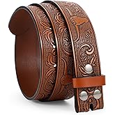 WERFORU Western Leather Belt Strap for Men Women Cowboy Western Belts without Buckle Men Western Leather Belt for Jeans Pants Dresses,B-brown,Fit Size 37"-41"