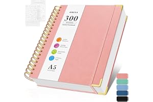 Dotted Journal Spiral Notebook, 300 Pages Leather Notebooks with Contens, 120 GSM Thick No Bleed Through Paper Journal Notebo