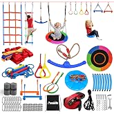 Ninja Warrior Obstacle Course for Kids 56ft Slackline with 11 Accessories | CPC certified, 440lbs capacity, safe durable design, builds balance strength coordination, ideal outdoor gift for kids 3+