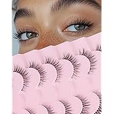 Onlyall Short Natural Eyelashes Natural Fake Lashes Clear Band Lashes False Eyelashes Wispy Lashes Natural Eyelashes 12mm Lashes H24