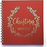 Christmas Memory Book, Christmas Scrapbook Album 9" x 8.5", 90 Kraft Pages, For Christmas Recipes Traditions, Christmas Story. White Elephant Gift Idea