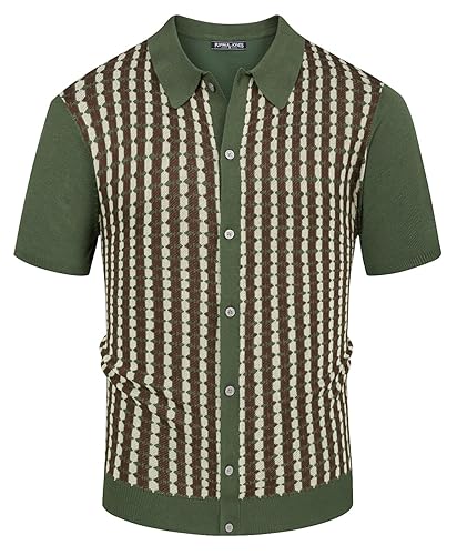 PJ PAUL JONES Men's 70s Shirts Short Sleeve Retro Knitwear Polo