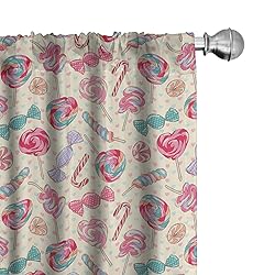 Lunarable Colorful Window Curtains, Yummy Lollipop