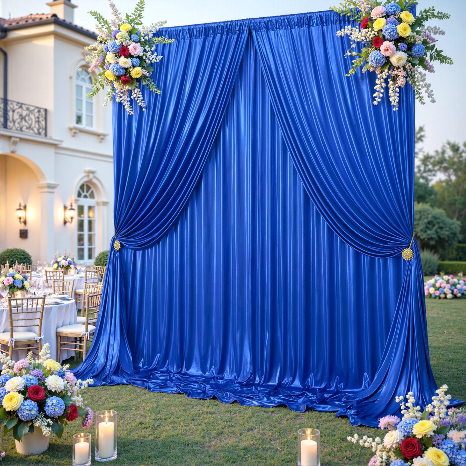 Photo 1 of 20ftx10ft Royal Blue Sequin Backdrop Curtain Panels for Parties, 4 Panels Wrinkle Free Glitter Photo Backdrop Drapes Shimmer Back Drop Cloth for Wedding Birthday Christmas Photography Background