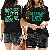 Football Shirt for Women Sunday Funday T Shirt Game Day Tee Cute Print Crewneck Tee