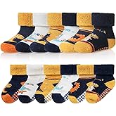 AMENLAN Baby Wool Floor Socks Soft Winter Warm Thick Non slip Toddler Boys Girls Crew Neck Socks 6 pairs