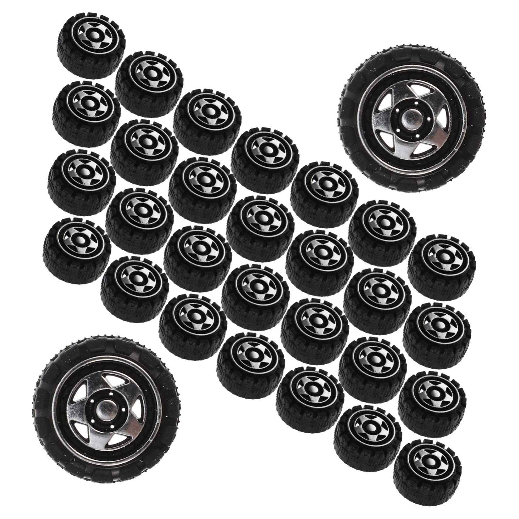 SAFIGLE Toy Wheels Replacement Pack 50Pcs Plastic Car Assemble Wheels for Kids Educational Craft Projects Model Building and Diy Playthings