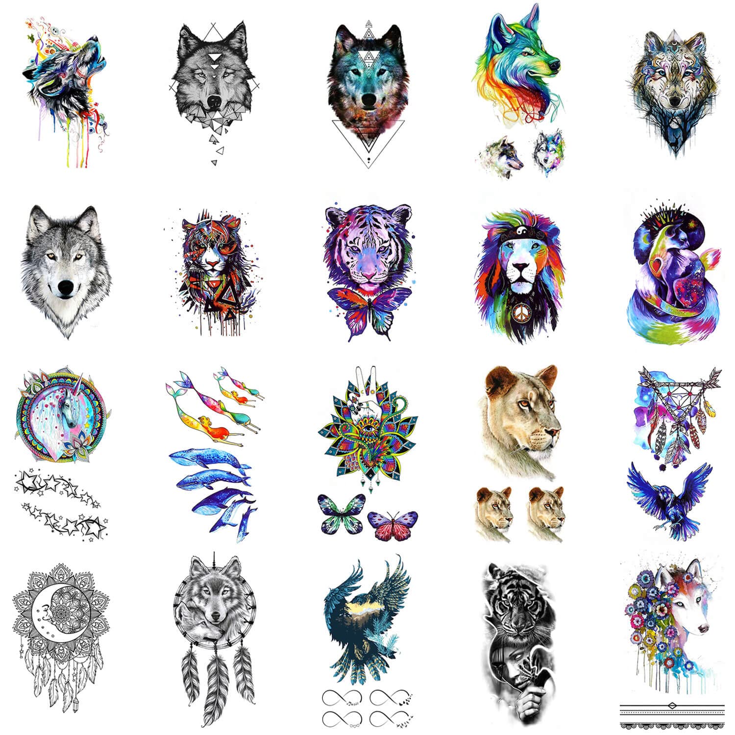 Glaryyears Small Temporary Flower Tattoos, 20-Pack Variety Pack for Men, Women, Kids; Long-lasting Body Tattoos for Party Supplies